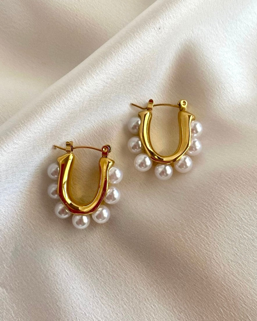 Pearly Loop Earrings